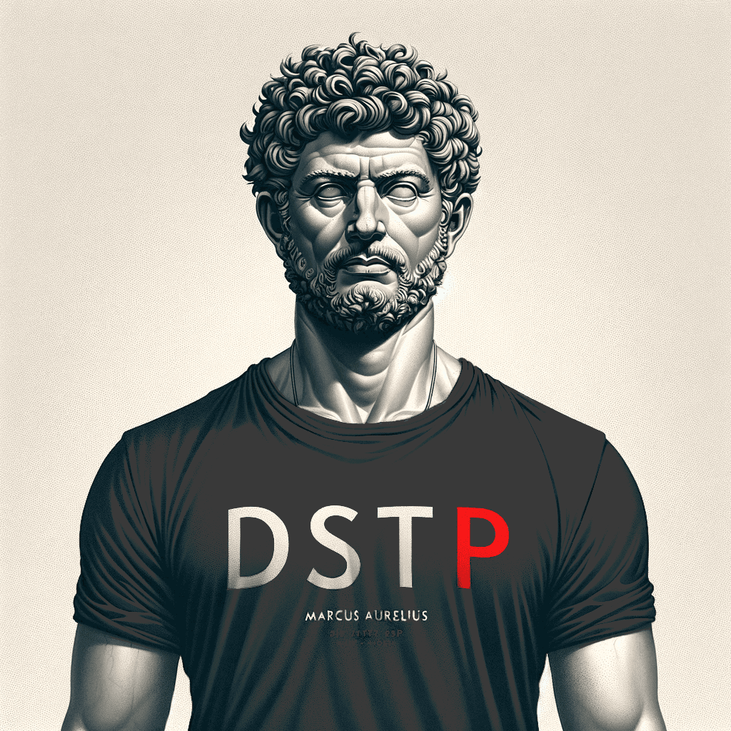 A picture of Marcus Aurelius in a DSTP shirt.